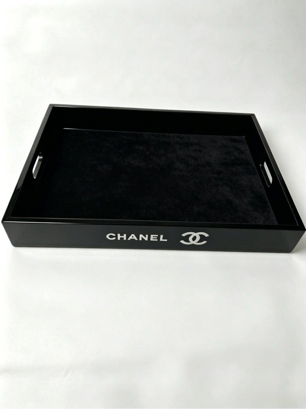 Chanel Black Logo Tray Jewelry Storage Display Organizer